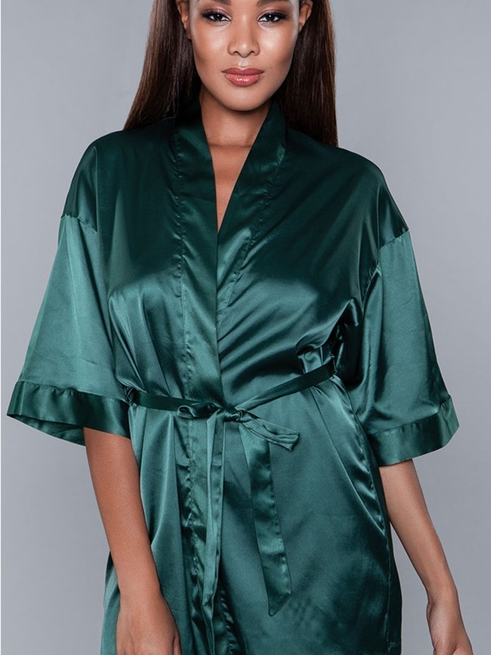 Savage X Fenty Emerald Satin Kimono Robe